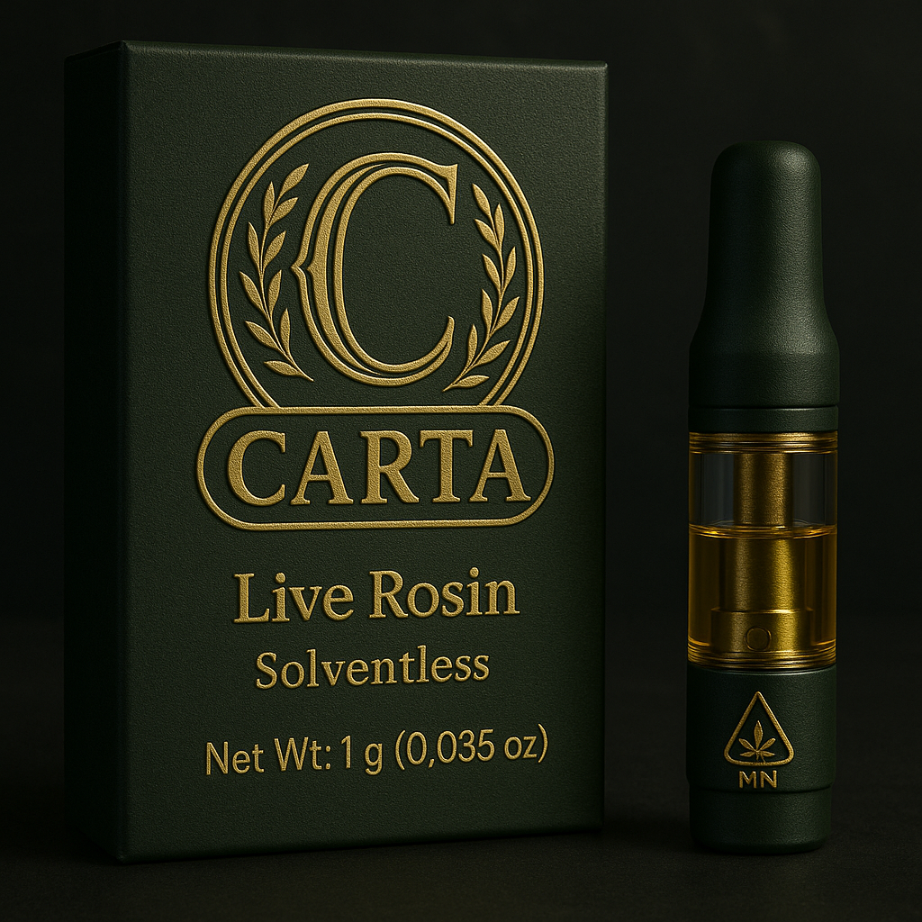 CARTA Live Rosin (Solventless) cartridge and packaging